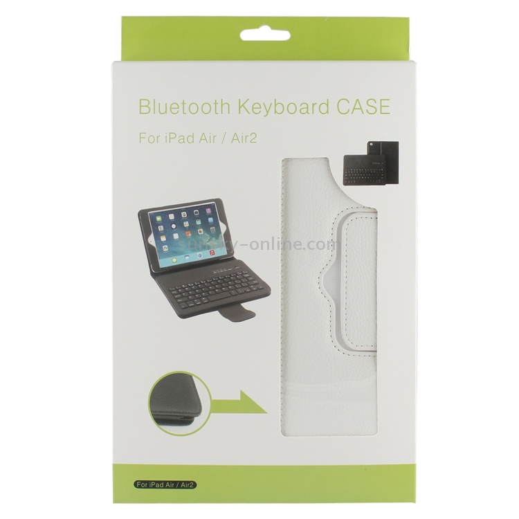 For iPad Air 2 / iPad 6 Bluetooth Keyboard Litchi Texture Tablet Case with Holder and Sleep/Wake-up Function(White) For iPad Air 2 / iPad 6 Bluetooth Keyboard Litchi Texture Tablet Case with Holder and Sleep/Wake-up Function(White)