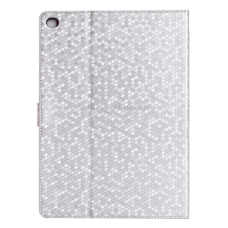 Honeycomb Texture Leather Case with Holder for iPad Air 2(Silver)