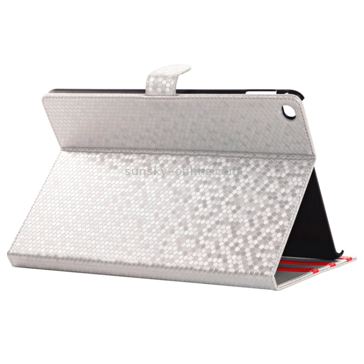 Honeycomb Texture Leather Case with Holder for iPad Air 2(Silver)