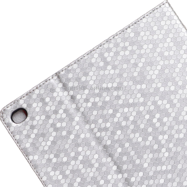 Honeycomb Texture Leather Case with Holder for iPad Air 2(Silver)