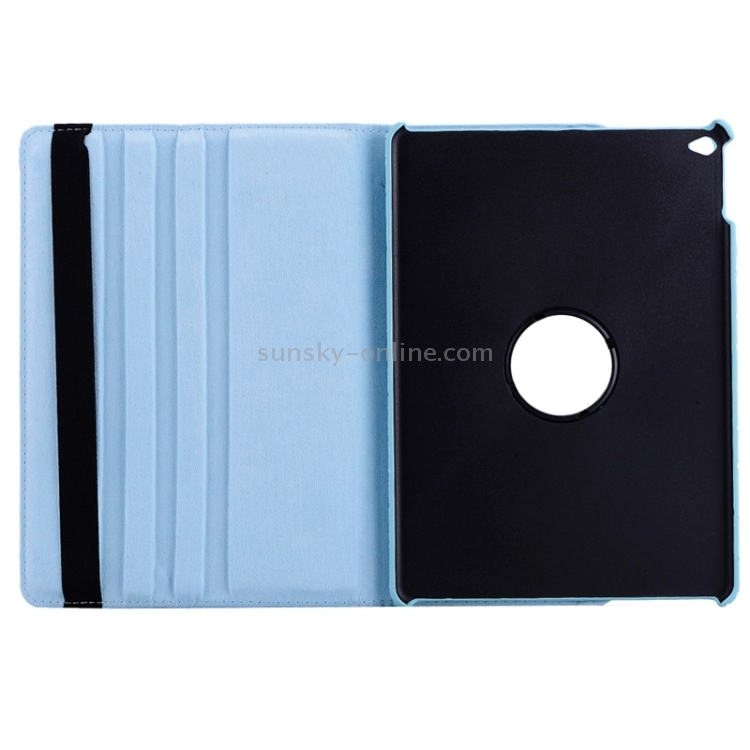 Flower of Palace Pattern 360 Degree Rotation Diamond-encrusted Leather Case with 3 Gears Holder for iPad Air 2 / iPad 6(Blue)