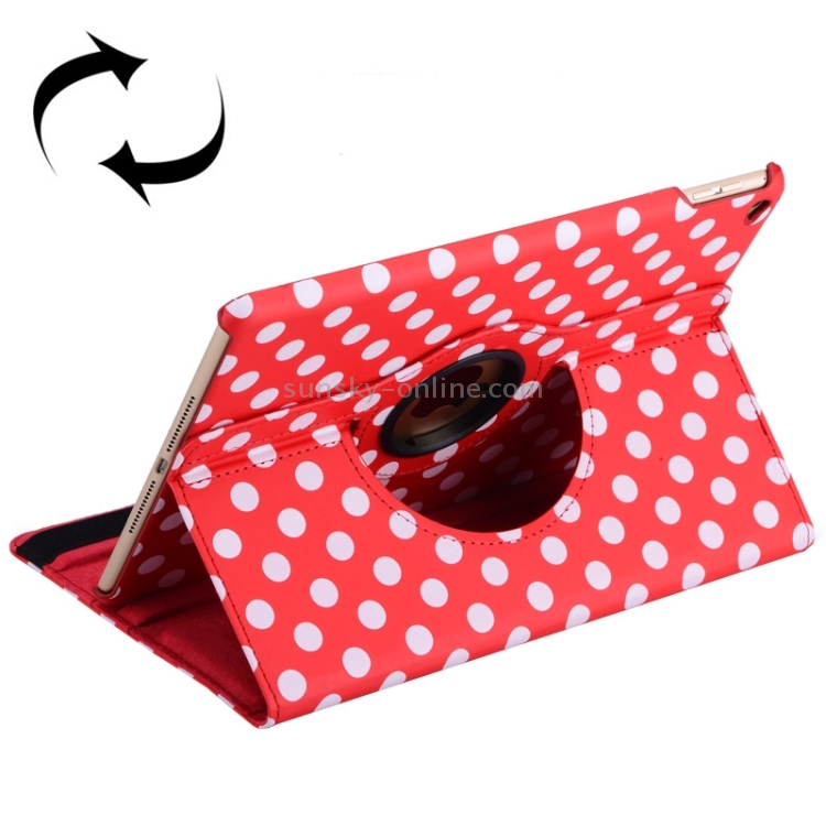 360 Degree Rotation Dot Pattern Leather Case with 3 Gears Holder for iPad Air 2(Red) 360 Degree Rotation Dot Pattern Leather Case with 3 Gears Holder for iPad Air 2(Red)