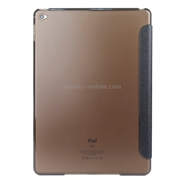 Silk Texture Frosted PC Back Shell Smart Cover Leather Case with Holder and Sleep Function for iPad Air 2(Black) Silk Texture Frosted PC Back Shell Smart Cover Leather Case with Holder and Sleep Function for iPad Air 2(Black)