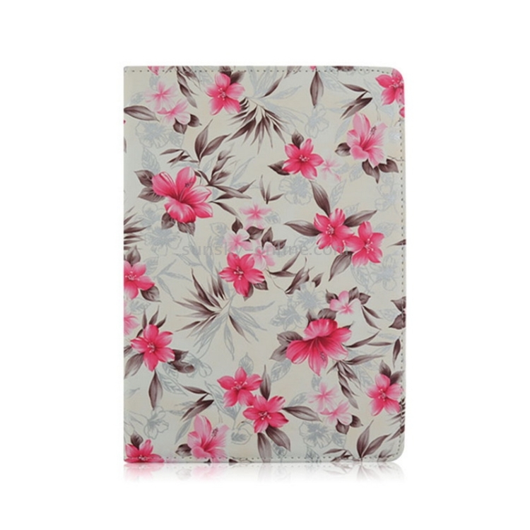 White Background & Magenta Flowers Pattern 360 Degree Rotation Leather Case with 2 Gears Holder for iPad Air 2 / iPad 6 White Background & Magenta Flowers Pattern 360 Degree Rotation Leather Case with 2 Gears Holder for iPad Air 2 / iPad 6