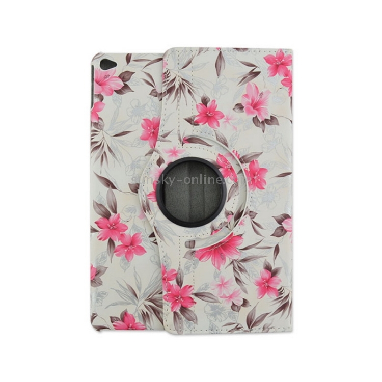 White Background & Magenta Flowers Pattern 360 Degree Rotation Leather Case with 2 Gears Holder for iPad Air 2 / iPad 6 White Background & Magenta Flowers Pattern 360 Degree Rotation Leather Case with 2 Gears Holder for iPad Air 2 / iPad 6