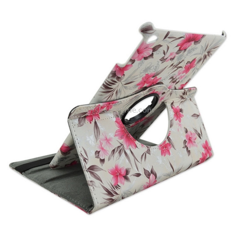 White Background & Magenta Flowers Pattern 360 Degree Rotation Leather Case with 2 Gears Holder for iPad Air 2 / iPad 6 White Background & Magenta Flowers Pattern 360 Degree Rotation Leather Case with 2 Gears Holder for iPad Air 2 / iPad 6