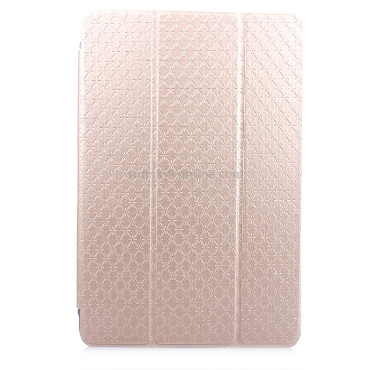 Ultra-thin Transparent Frosted PC + Plaid Texture Leather Case with Holder & Sleep / Wake-up Function for iPad Air 2 / iPad 6(Gold) Ultra-thin Transparent Frosted PC + Plaid Texture Leather Case with Holder & Sleep / Wake-up Function for iPad Air 2 / iPad 6(Gold)
