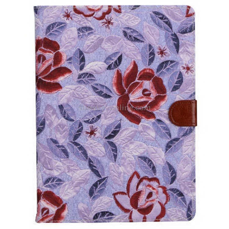 Flowers Pattern Magnetic Button Leather Case with Holder & Card Slots for iPad Air 2 / iPad 6(Purple) Flowers Pattern Magnetic Button Leather Case with Holder & Card Slots for iPad Air 2 / iPad 6(Purple)