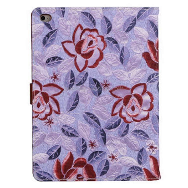 Flowers Pattern Magnetic Button Leather Case with Holder & Card Slots for iPad Air 2 / iPad 6(Purple) Flowers Pattern Magnetic Button Leather Case with Holder & Card Slots for iPad Air 2 / iPad 6(Purple)