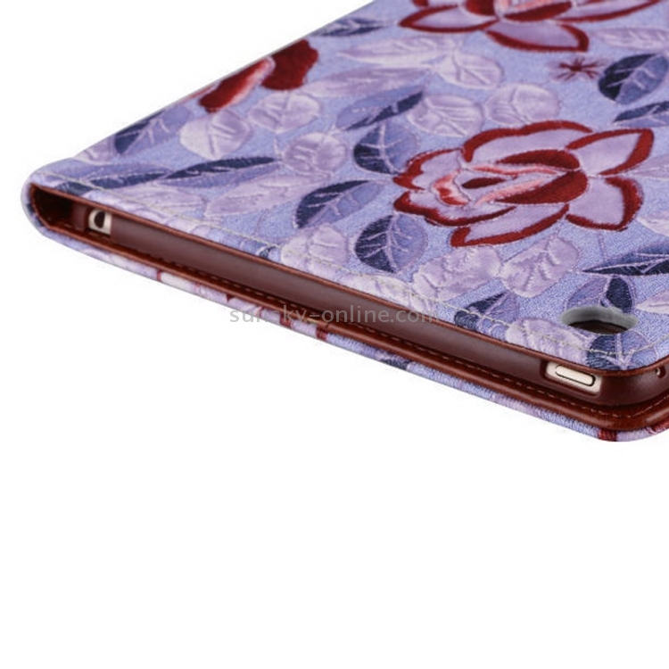 Flowers Pattern Magnetic Button Leather Case with Holder & Card Slots for iPad Air 2 / iPad 6(Purple) Flowers Pattern Magnetic Button Leather Case with Holder & Card Slots for iPad Air 2 / iPad 6(Purple)