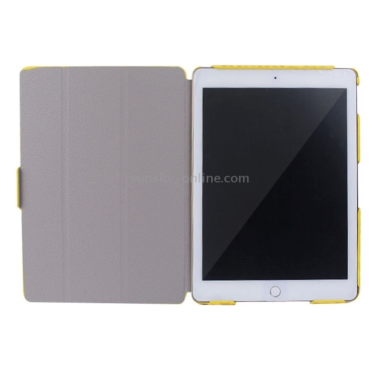 3-folding Ultra-thin Leopard Pattern Smart Cover Leather Case with Holder & Sleep Function for iPad Air 2 / iPad 6(Yellow) 3-folding Ultra-thin Leopard Pattern Smart Cover Leather Case with Holder & Sleep Function for iPad Air 2 / iPad 6(Yellow)