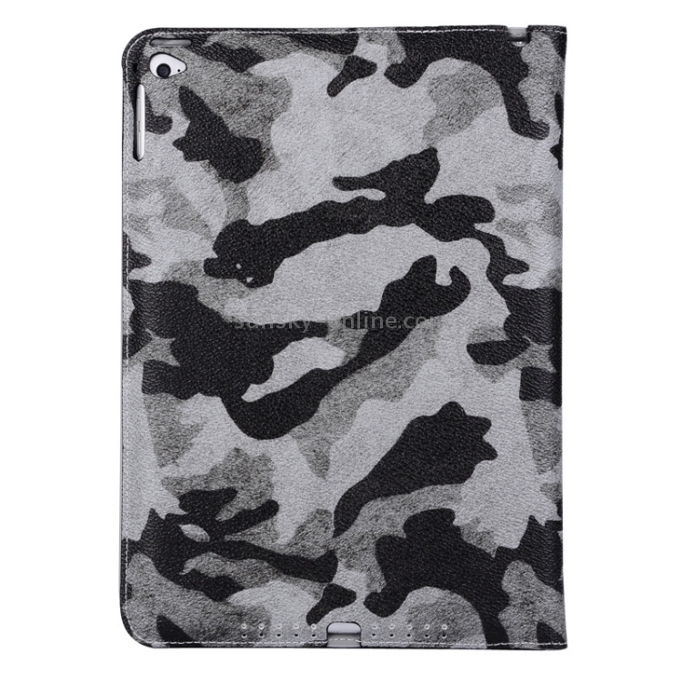 Ultrathin Camouflage Pattern Smart Cover Leather Case with Holder & Card Slots & Hand Strap for iPad Air 2 / iPad 6(Grey) Ultrathin Camouflage Pattern Smart Cover Leather Case with Holder & Card Slots & Hand Strap for iPad Air 2 / iPad 6(Grey)
