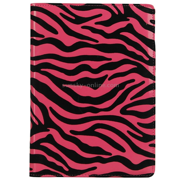 Zebra Pattern 360 Degree Rotation Leather Case with 3 Gears Holder for iPad Air 2 / iPad 6(Magenta)