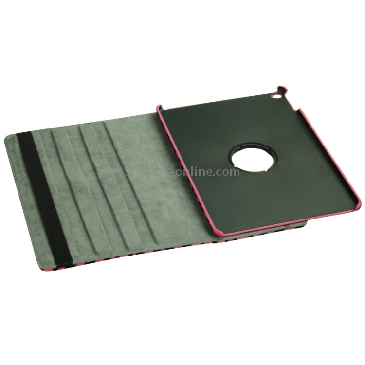 Zebra Pattern 360 Degree Rotation Leather Case with 3 Gears Holder for iPad Air 2 / iPad 6(Magenta)