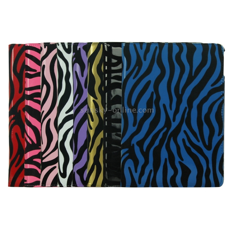Zebra Pattern 360 Degree Rotation Leather Case with 3 Gears Holder for iPad Air 2 / iPad 6(Magenta)