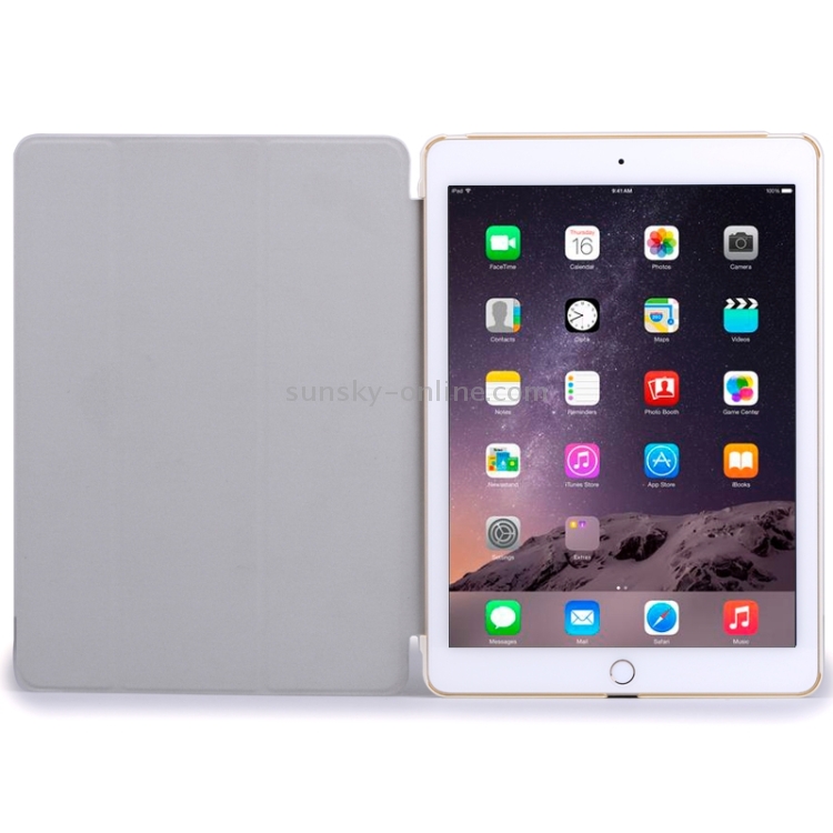 Crazy House Texture Ultra-thin Smart Cover Leather Case with 3-fold Holder for iPad Air 2 / iPad 6(White)