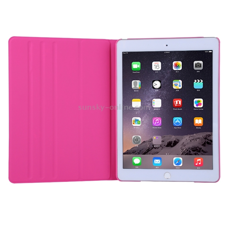 Ultrathin 360 Degree Rotation Leather Case with 3 Gears Holder for iPad Air 2 / iPad 6(Magenta) Ultrathin 360 Degree Rotation Leather Case with 3 Gears Holder for iPad Air 2 / iPad 6(Magenta)