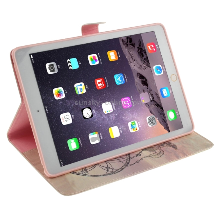 Dreamcatcher Windbell Pattern Leather Case with Holder & Card Slots & Wallet for iPad Air 2 / iPad 6 Dreamcatcher Windbell Pattern Leather Case with Holder & Card Slots & Wallet for iPad Air 2 / iPad 6