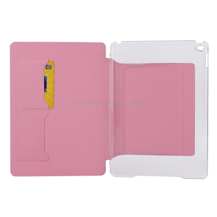Horizontal Flip Transparent PC Leather Case with Holder & Card Slots for iPad Air 2 / iPad 6(Pink) Horizontal Flip Transparent PC Leather Case with Holder & Card Slots for iPad Air 2 / iPad 6(Pink)