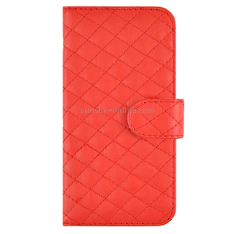 Plaid Stitching Line Horizontal Flip PU Leather Case with Card Slots