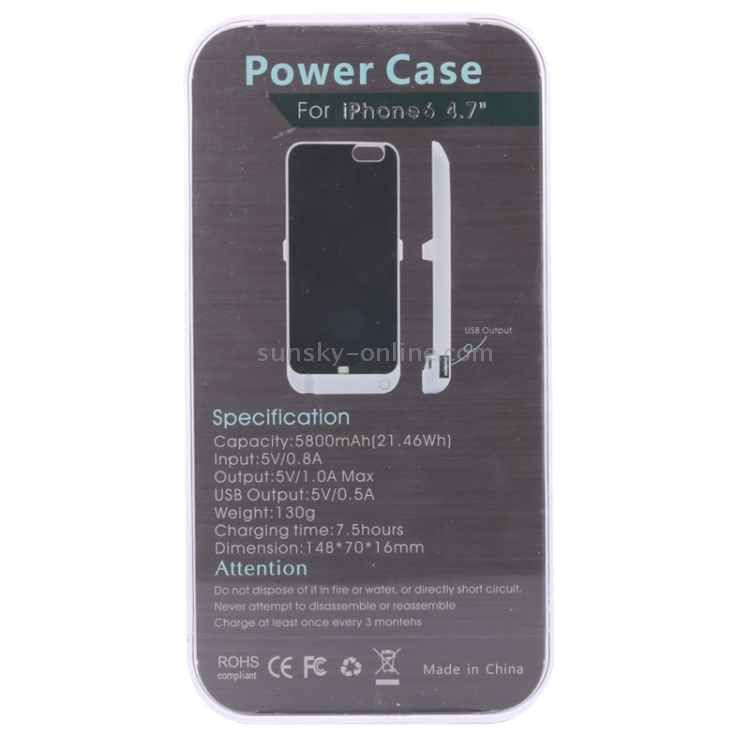 5800mAh Rechargeable External Backup Battery / Power Bank Case with Holder for iPhone 6 & 6S(Black) 5800mAh Rechargeable External Backup Battery / Power Bank Case with Holder for iPhone 6 & 6S(Black)