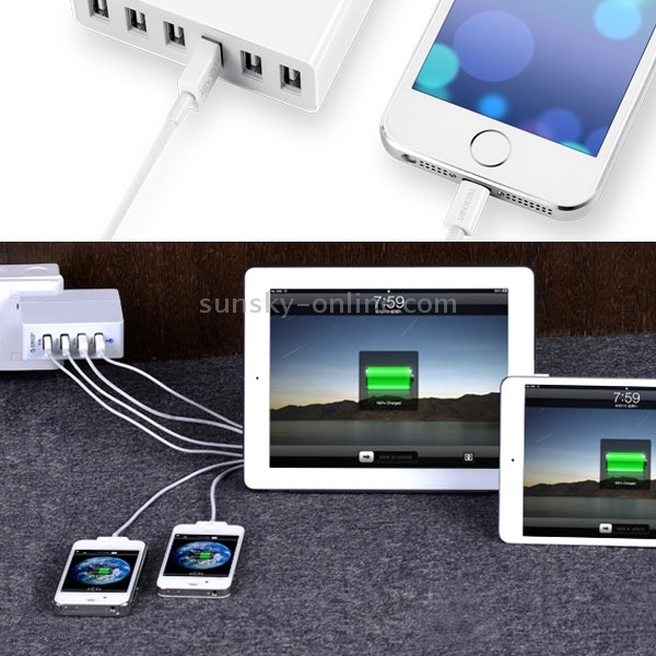 5-Ports 5V (2.1A + 1.3A + 2.1A + 1A + 1A) High Compatibility USB Charger Adapter for iPad / iPhone / Samsung, etc 5-Ports 5V (2.1A + 1.3A + 2.1A + 1A + 1A) High Compatibility USB Charger Adapter for iPad / iPhone / Samsung, etc