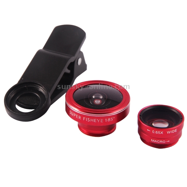 3 in 1 Universal 185 Degree Fisheye Lens + 10X Marco Lens + 0.65X Wide Lens with Clip 3 in 1 Universal 185 Degree Fisheye Lens + 10X Marco Lens + 0.65X Wide Lens with Clip