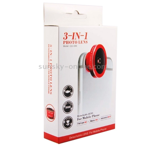 3 in 1 Universal 185 Degree Fisheye Lens + 10X Marco Lens + 0.65X Wide Lens with Clip 3 in 1 Universal 185 Degree Fisheye Lens + 10X Marco Lens + 0.65X Wide Lens with Clip