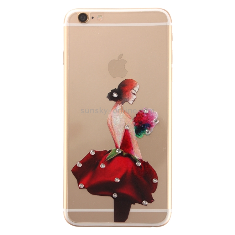 0.3mm 3D Colorized Relief Girl Pattern Diamond Encrusted Front + Back Tempered Glass Screen Protector for iPhone 6 & 6s(Red) 0.3mm 3D Colorized Relief Girl Pattern Diamond Encrusted Front + Back Tempered Glass Screen Protector for iPhone 6 & 6s(Red)