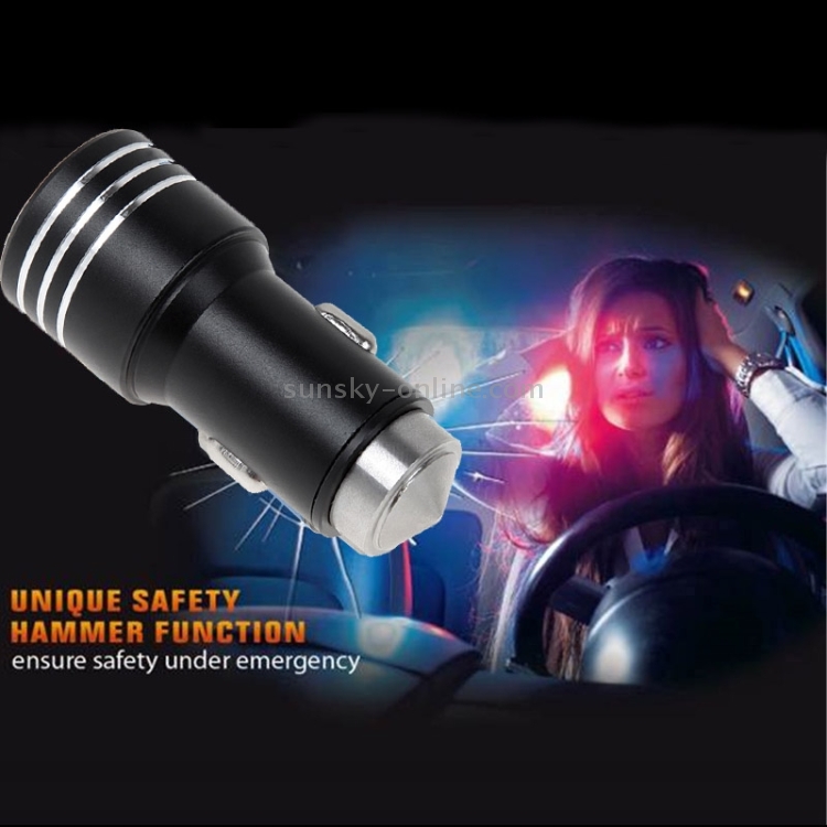 KX-C001 2 USB Ports 5V 4.2A Car Charger with Safety Hammer Function KX-C001 2 USB Ports 5V 4.2A Car Charger with Safety Hammer Function
