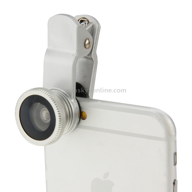 3 in 1 Universal 180 Degree Fisheye Lens + 6X Macro Lens + 0.65X Wide Lens with Clip 3 in 1 Universal 180 Degree Fisheye Lens + 6X Macro Lens + 0.65X Wide Lens with Clip