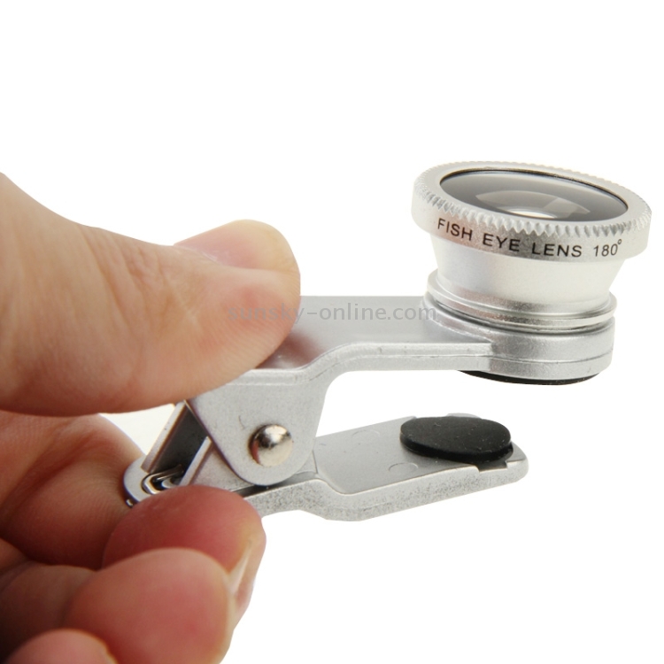 3 in 1 Universal 180 Degree Fisheye Lens + 6X Macro Lens + 0.65X Wide Lens with Clip 3 in 1 Universal 180 Degree Fisheye Lens + 6X Macro Lens + 0.65X Wide Lens with Clip