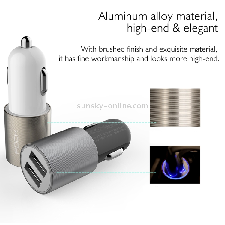 ROCK 5V 2.1A Dual USB Port Raid Car Charger Auto Adapter ROCK 5V 2.1A Dual USB Port Raid Car Charger Auto Adapter