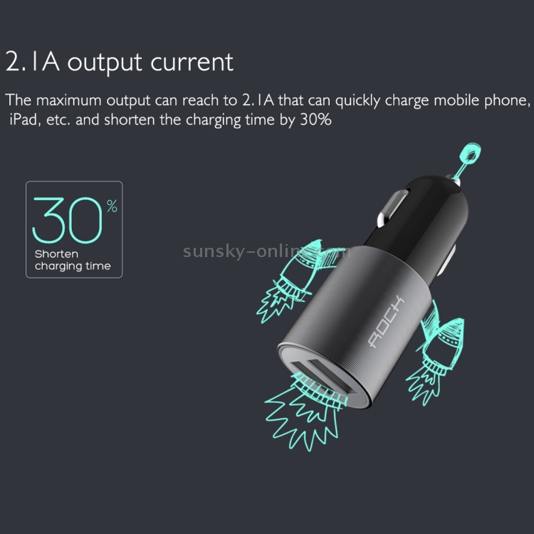 ROCK 5V 2.1A Dual USB Port Raid Car Charger Auto Adapter ROCK 5V 2.1A Dual USB Port Raid Car Charger Auto Adapter