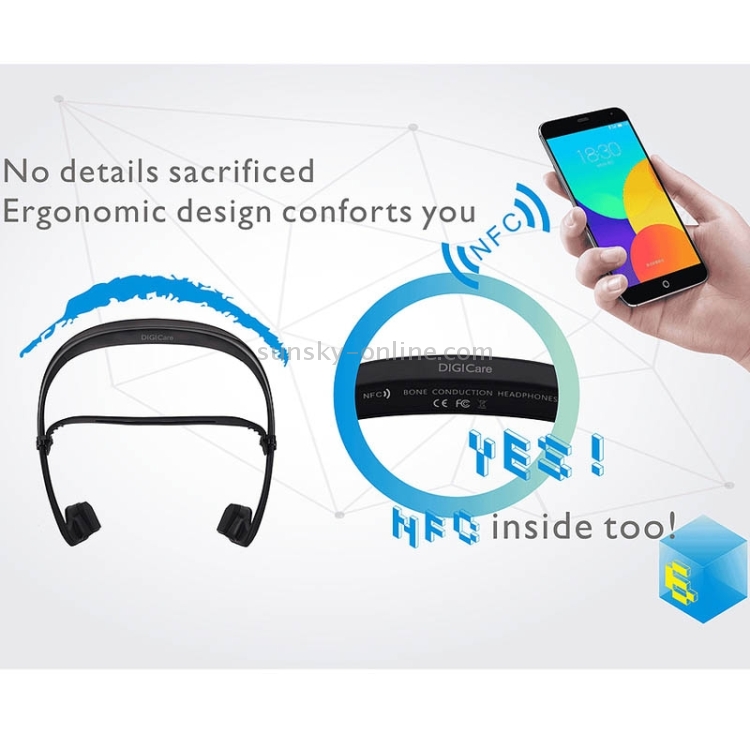 DIGICare Ear Hook Bone Conduction Bluetooth 3.0 Sports Headphone Headset with Mic, Support NFC / HiFi Sound / Calling Function(White) DIGICare Ear Hook Bone Conduction Bluetooth 3.0 Sports Headphone Headset with Mic, Support NFC / HiFi Sound / Calling Function(White)