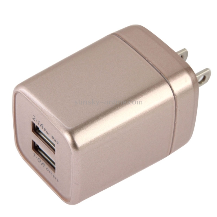 5V 2.1A + 1A Dual USB Ports US Plug Charger Travel Adapter for iPad Air 2 & Air & 4 & 3 & 2 / iPhone 6 & 6 Plus & 5 & 5S & 4 & 4S / Other Mobile Phones(Gold) 5V 2.1A + 1A Dual USB Ports US Plug Charger Travel Adapter for iPad Air 2 & Air & 4 & 3 & 2 / iPhone 6 & 6 Plus & 5 & 5S & 4 & 4S / Other Mobile Phones(Gold)