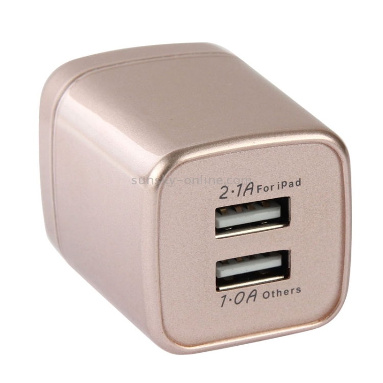 5V 2.1A + 1A Dual USB Ports US Plug Charger Travel Adapter for iPad Air 2 & Air & 4 & 3 & 2 / iPhone 6 & 6 Plus & 5 & 5S & 4 & 4S / Other Mobile Phones(Gold) 5V 2.1A + 1A Dual USB Ports US Plug Charger Travel Adapter for iPad Air 2 & Air & 4 & 3 & 2 / iPhone 6 & 6 Plus & 5 & 5S & 4 & 4S / Other Mobile Phones(Gold)