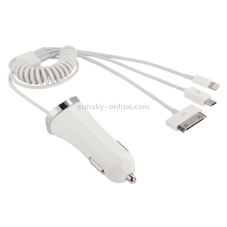 49-74cm 5V 1A 4 in 1 (8pin / 30pin / Micro USB / USB) Car Charger Spring Cable 49-74cm 5V 1A 4 in 1 (8pin / 30pin / Micro USB / USB) Car Charger Spring Cable