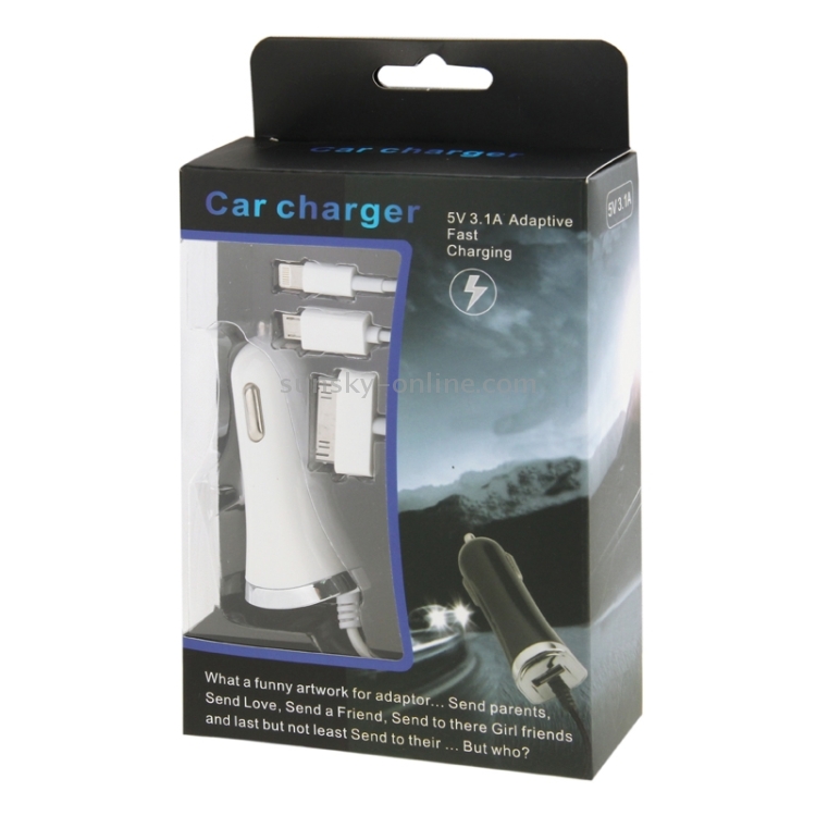 49-74cm 5V 1A 4 in 1 (8pin / 30pin / Micro USB / USB) Car Charger Spring Cable 49-74cm 5V 1A 4 in 1 (8pin / 30pin / Micro USB / USB) Car Charger Spring Cable
