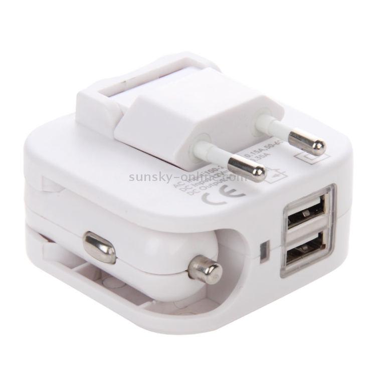 EU Plug 2-Ports 5V (2.1A or 1A) High Compatibility USB Power Adapter with Car Charger EU Plug 2-Ports 5V (2.1A or 1A) High Compatibility USB Power Adapter with Car Charger