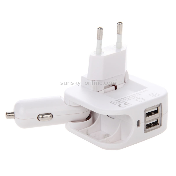 EU Plug 2-Ports 5V (2.1A or 1A) High Compatibility USB Power Adapter with Car Charger EU Plug 2-Ports 5V (2.1A or 1A) High Compatibility USB Power Adapter with Car Charger