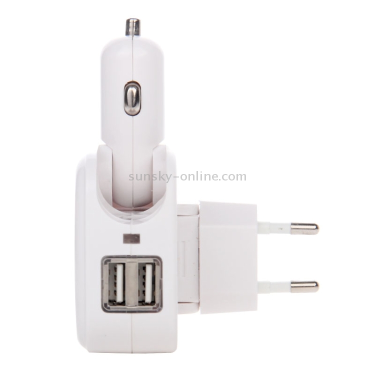 EU Plug 2-Ports 5V (2.1A or 1A) High Compatibility USB Power Adapter with Car Charger EU Plug 2-Ports 5V (2.1A or 1A) High Compatibility USB Power Adapter with Car Charger