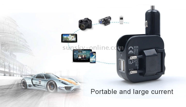 EU Plug 2-Ports 5V (2.1A or 1A) High Compatibility USB Power Adapter with Car Charger EU Plug 2-Ports 5V (2.1A or 1A) High Compatibility USB Power Adapter with Car Charger