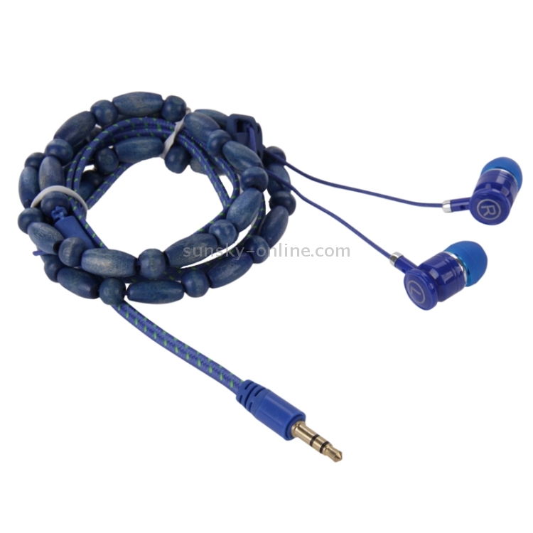 Wooden Beads Style In-ear Stereo Necklace Headphone(Blue) Wooden Beads Style In-ear Stereo Necklace Headphone(Blue)