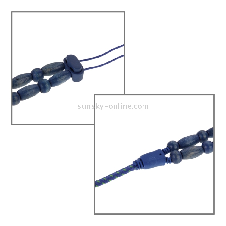 Wooden Beads Style In-ear Stereo Necklace Headphone(Blue) Wooden Beads Style In-ear Stereo Necklace Headphone(Blue)