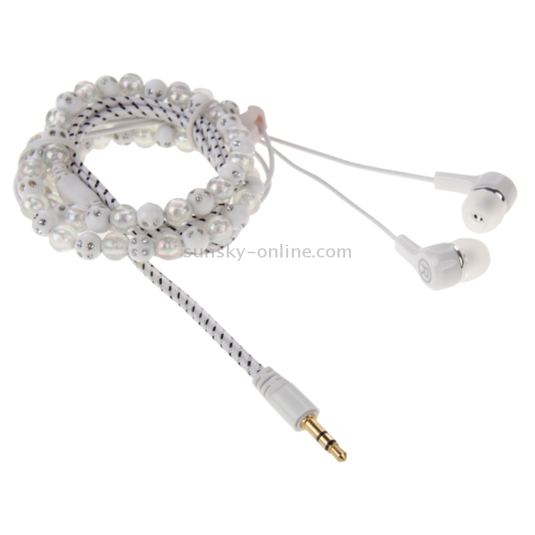 Diamond-Encrusted Beads Style In-ear Stereo Necklace Headphone(White) Diamond-Encrusted Beads Style In-ear Stereo Necklace Headphone(White)