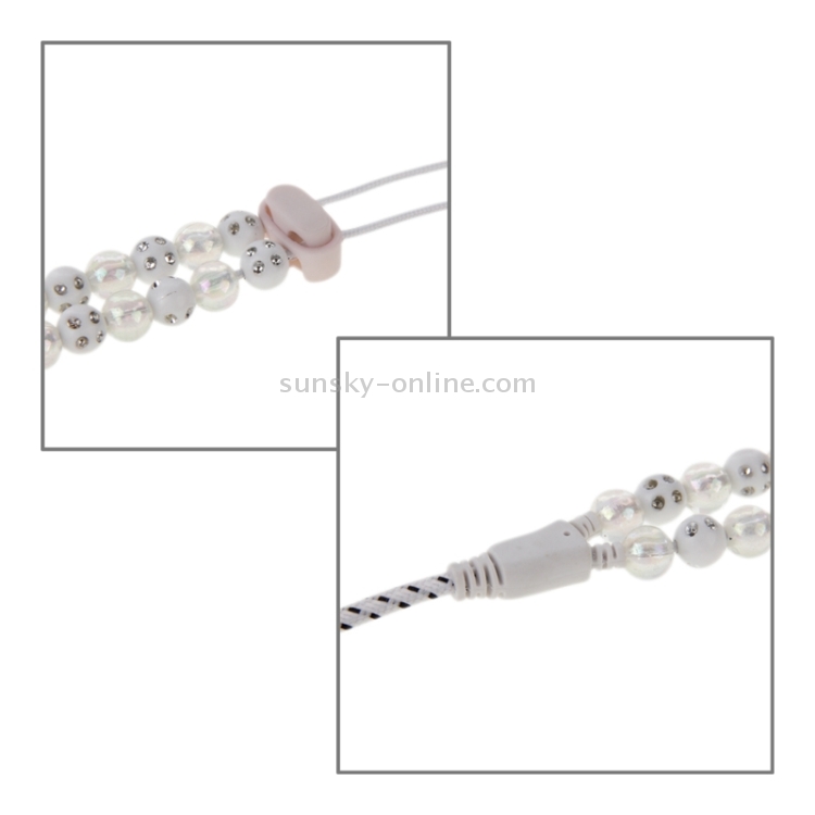 Diamond-Encrusted Beads Style In-ear Stereo Necklace Headphone(White) Diamond-Encrusted Beads Style In-ear Stereo Necklace Headphone(White)