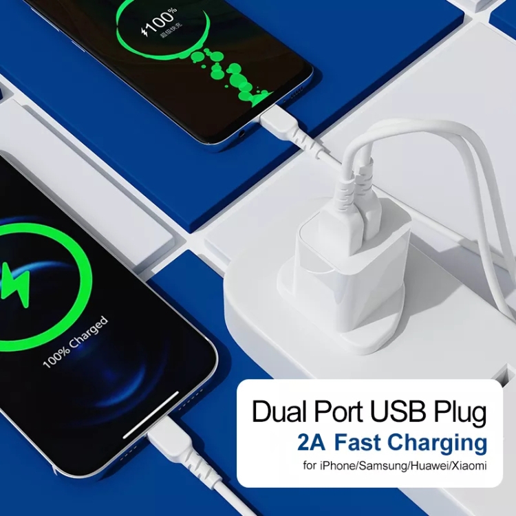 2-Ports 5V 2A USB Charger Adapter(White) 2-Ports 5V 2A USB Charger Adapter(White)