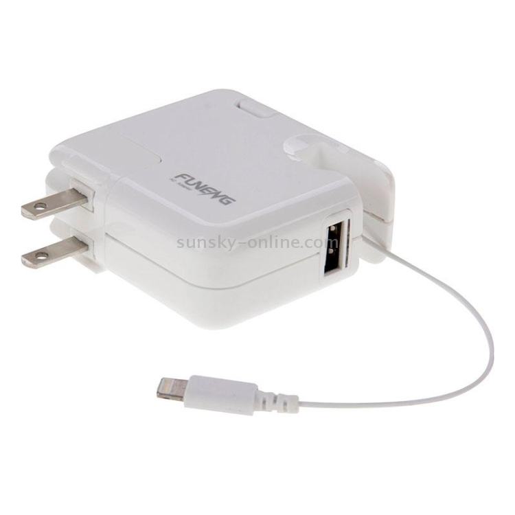 5V 1A 1m Retractable 8 Pin + USB 2.0 Charger Adapter 5V 1A 1m Retractable 8 Pin + USB 2.0 Charger Adapter