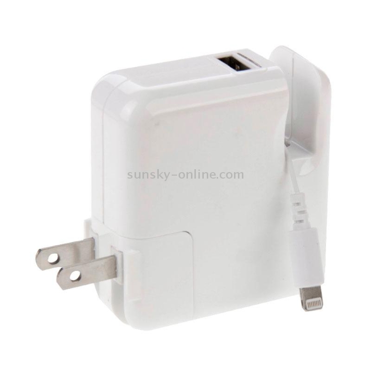 5V 1A 1m Retractable 8 Pin + USB 2.0 Charger Adapter 5V 1A 1m Retractable 8 Pin + USB 2.0 Charger Adapter